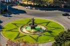 Las Tres Ninfas fountain in the roundabout in Plaza del General Torrijos, Malaga, Spain. Art Print